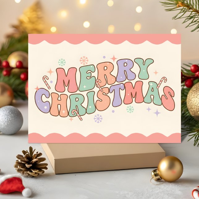 Pastell Retro Groovy Frohe Weihnachten (Von Creator hochgeladen)