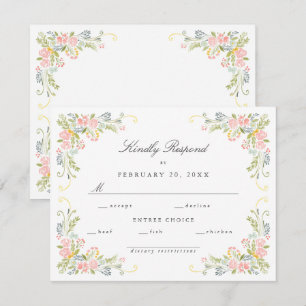 Pastell-Rokokogarten - Prächtige florale Hochzeit RSVP Karte