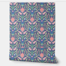 Pastell-Rosa-Blau-Blumen-Art Nouveau