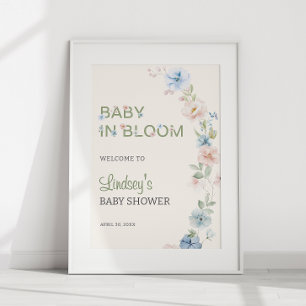 Pastell Rosa Blau Frühling Baby in Blüte Baby Show Poster