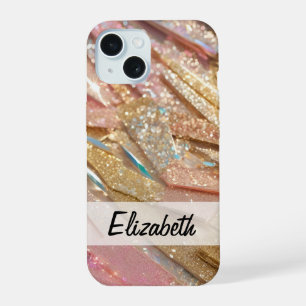 Pastell Rosa Blau Gold Glitter iPhone 15 Hülle