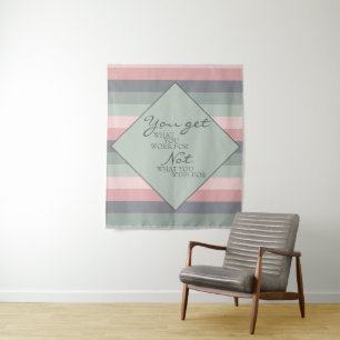 Pastell Rosa Blau Grün Gestreift Motivierender Spr Wandteppich