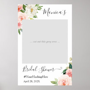 Pastell-Rosa-Blumen-Hochzeitsdusche-Photo-Booth Poster