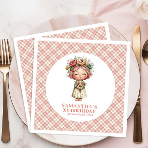 Pastell Rosa Blumenfee 4. Geburtstagsfeier Serviet Serviette