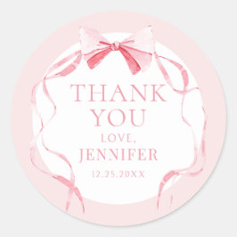Pastell rosa Bugband Mädchen Dusche danke Runder Aufkleber