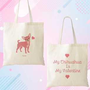 Pastell Rosa Chihuahua Valentinstag-Tasche, Indivi Tragetasche