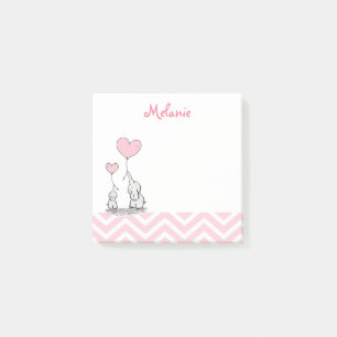 Pastell Rosa Elefant Personalisiert Baby Mädchen Post-it Klebezettel