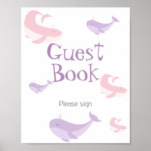 Pastell Rosa Flieder Wal Gastbuch Poster