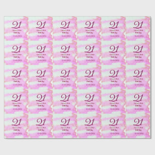 Pastell Rosa Grün 21. Geburtstag einfacher Name Da Geschenkpapier