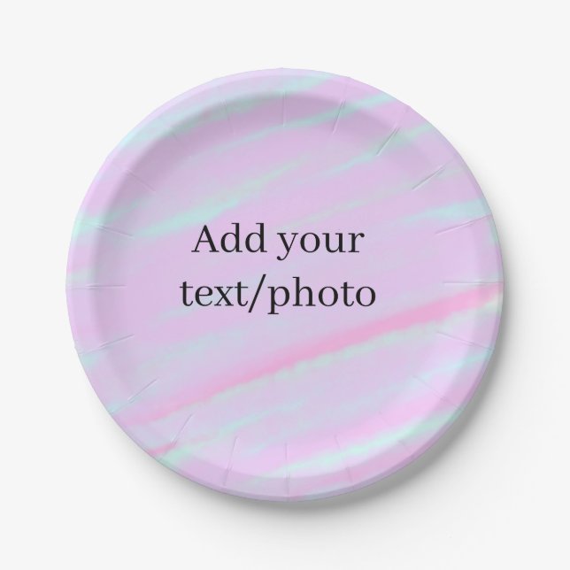 Pastell rosa grün Foto Text Wasserfarbe Retro  Pappteller (Vorderseite)