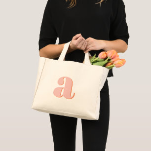 Pastell Rosa Orange Monogramm Retro-Lettern Mini Stoffbeutel