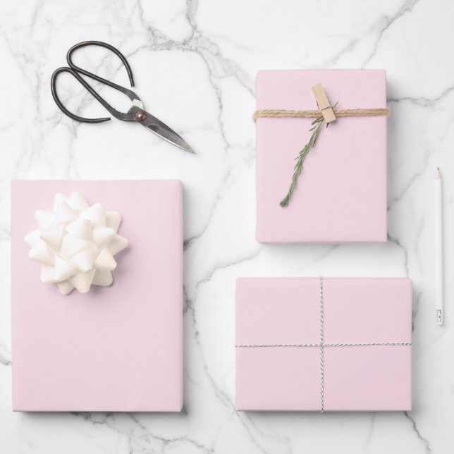 Pastell-Rosa-Rosen-Einfarbig  Geschenkpapier Set (Vorderseite)