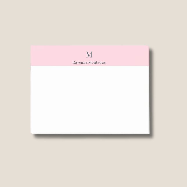 Pastell Rosa Süße Personalisierte Monogramm Name Post-it Klebezettel (Von Creator hochgeladen)