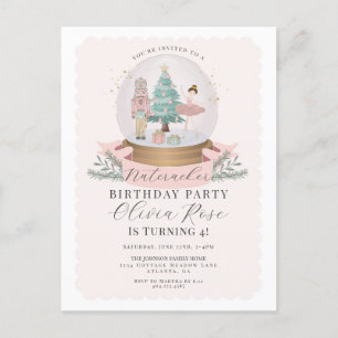 Pastell Rosa Weihnachts Nussknacker Geburtstagsfei Postkarte