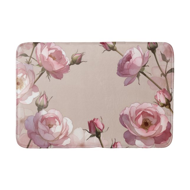 Pastell-Rose-Eleganz-Badmatte Badematte (Vorderseite)