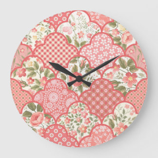 Pastell-Rose Muster für Blumenmuster Große Wanduhr