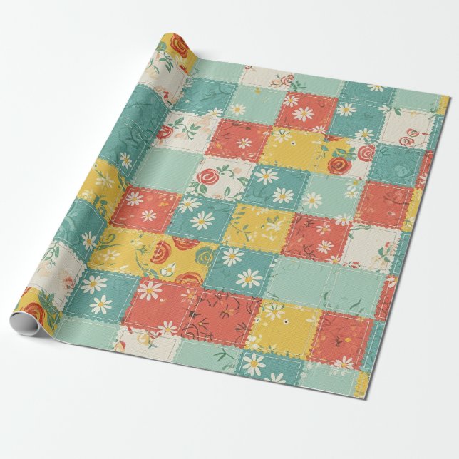 Pastell-Rosenmuster im Frühlingsstil Geschenkpapier (Ungerollt)