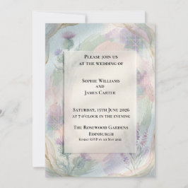 Pastell-Sage-Pfirsich-Blumen-Hochzeitseinladung Einladung