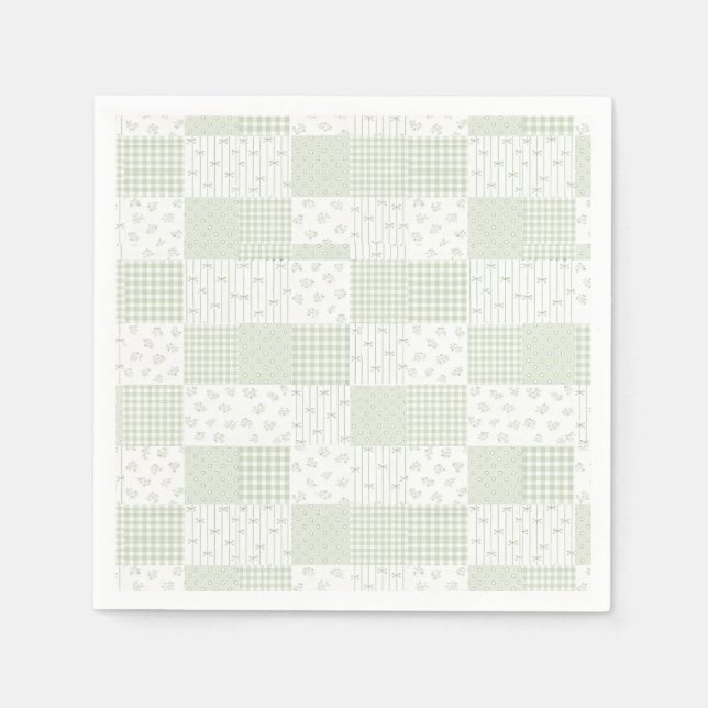 Pastell-Sagegrün-Vintage-Patchwork-Baby-Shower Serviette (Vorderseite)