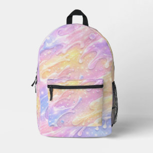 Pastell-Schleim-Tropfen Süße Holografische Galaxie Bedruckter Rucksack