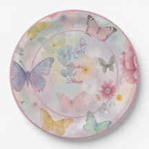 Pastell-Schmetterling-Blumen-Thema, Flatternde Blü