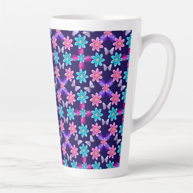 Pastell-Schmetterlings-Blumenmuster   Milchtasse (Rechts)