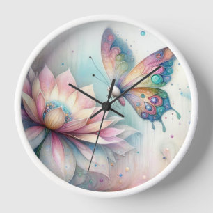Pastell-Schmetterlings-Wanduhr Uhr