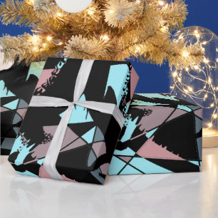 Pastell Schwarz Blau Pink Grau abstrakt Geschenkpapier