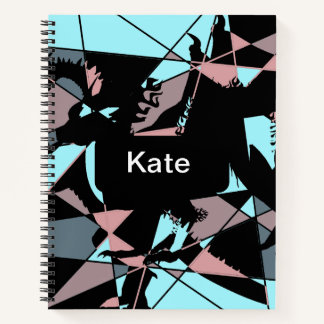 Pastell Schwarz Blau Pink Grau abstrakt Notizbuch