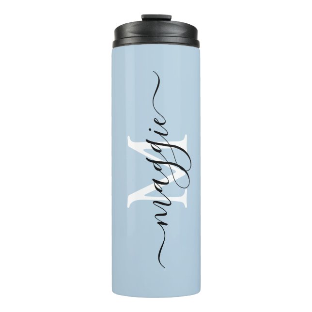 Pastell Script Monogram Thermal Tumbler Thermosbecher (Vorderseite)