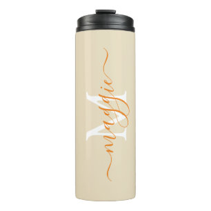 Pastell Script Monogram Thermal Tumbler Thermosbecher