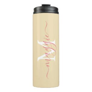 Pastell Script Monogram Thermal Tumbler Thermosbecher