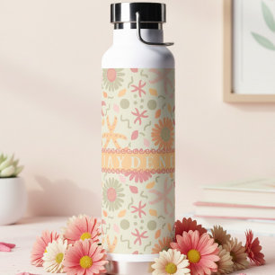 Pastell-Seestern und Blumen Trinkflasche