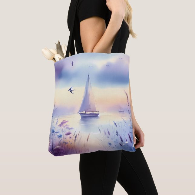 Pastell-Segelschiff-Küsten-Traumlandschaft (Von Nahem)