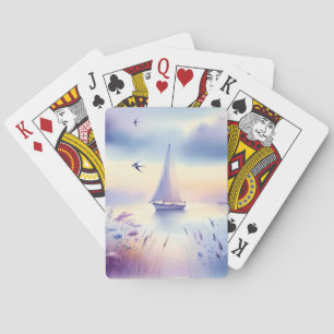 Pastell-Segelschiff-Küsten-Traumlandschaft Spielkarten