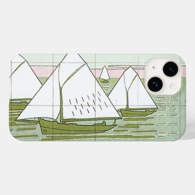 Pastell-Segelschiffe-Faux-Fliesen-iPhone-Hülle Case-Mate iPhone Hülle (Rückseite (Horizontal))