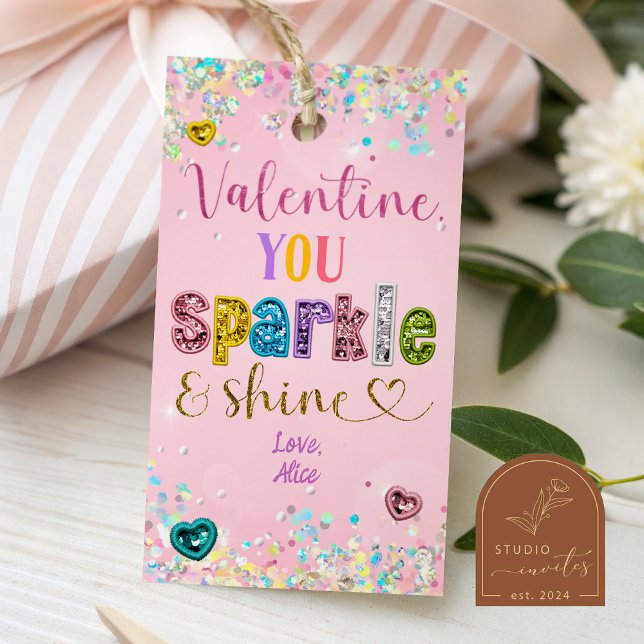 Pastell-Sequin-Valentinstag Du funkelst und strahl Geschenkanhänger (Von Creator hochgeladen)