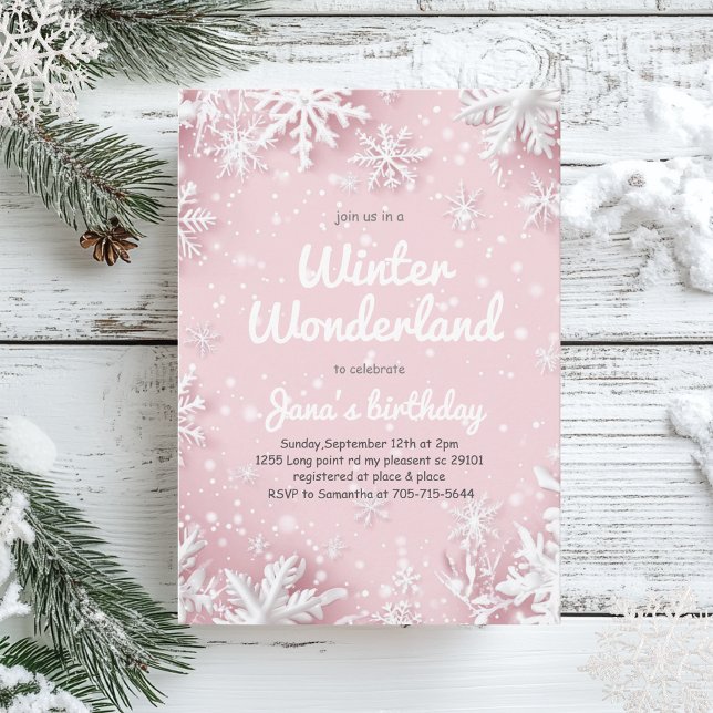 Pastell Soft Pink Snowflakes Winter Wonderland Einladung (Von Creator hochgeladen)