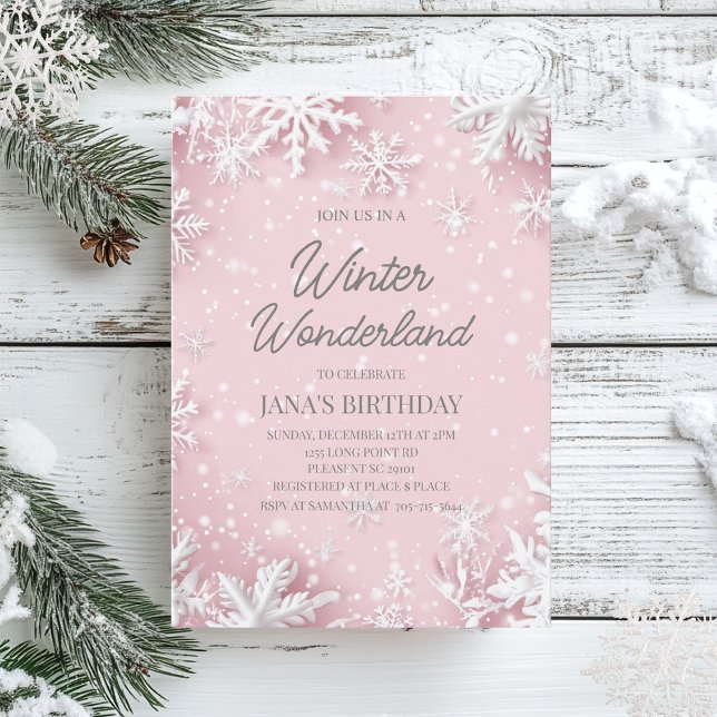 Pastell Soft Pink Snowflakes Winter Wonderland Einladung (Von Creator hochgeladen)