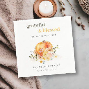 Pastell Soft Watercolor Floral Pumpkin Erntedank Serviette