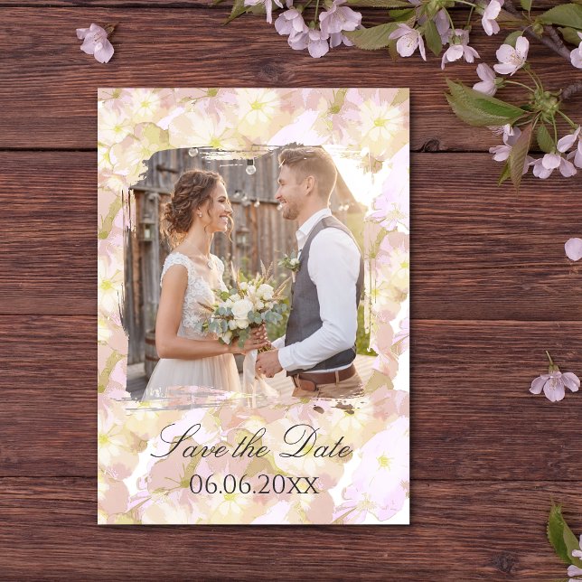 Pastell-Sommer-Blumen-Foto-Save-the-Date Save The Date (Von Creator hochgeladen)
