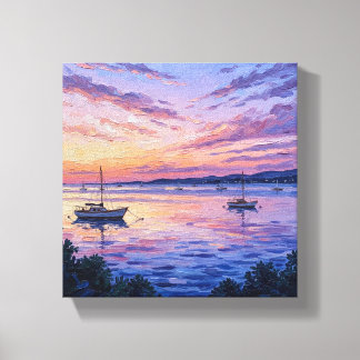 Pastell-Sonnenuntergang-Segelboote Leinwanddruck |