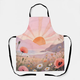 Pastell-Sonnenuntergang-Wildblumenwiese Schürze