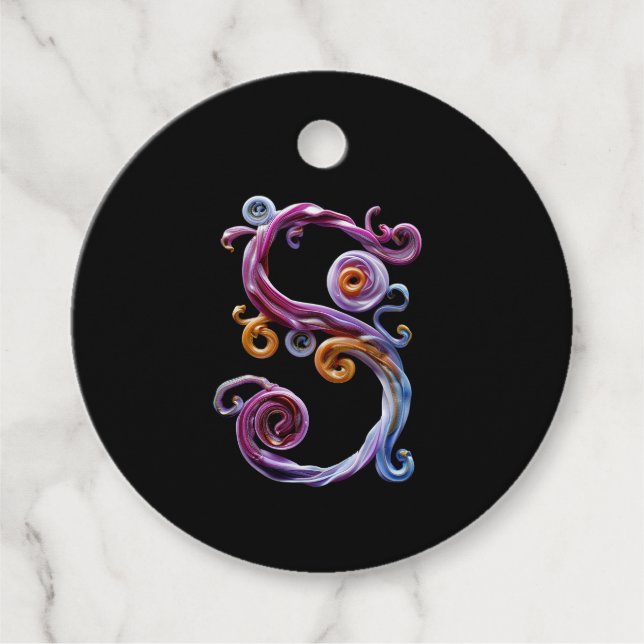 Pastell SpiralLetter S Geschenkanhänger (Vorderseite)