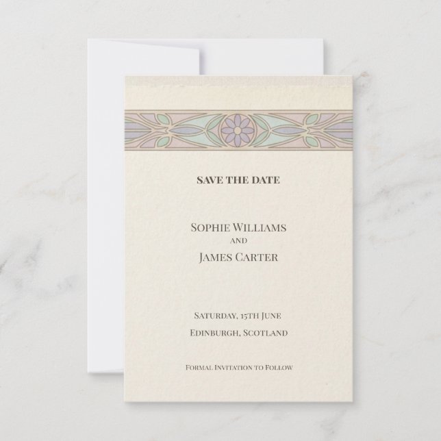 Pastell-Spitze Save-The-Date-Karte Save The Date (Vorderseite)