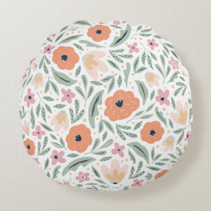 Pastell Spring Floral Muster Rundes Kissen