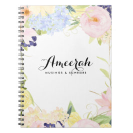 Pastell Spring Flowers Personalisiertes Notebook Notizblock