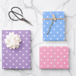 Pastell Stars Wrapping Paper Set Geschenkpapier Set