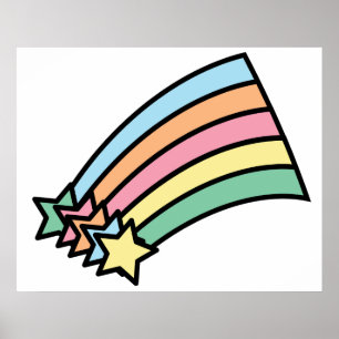 Pastell-Sternschnuppe-Regenbogen-Retro-Design Poster