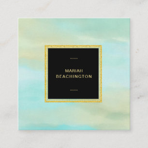 *~* Pastell-STRAND FÄRBT abstrakte Aqua-Minze Quadratische Visitenkarte